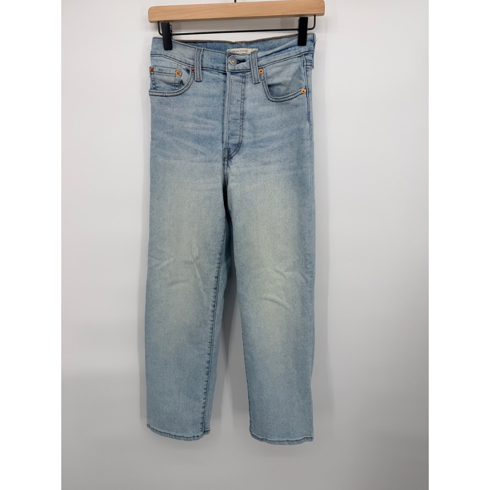 Levi's Ribcage Straight Jeans Women 25 Light Wash Excellent High Rise Denim